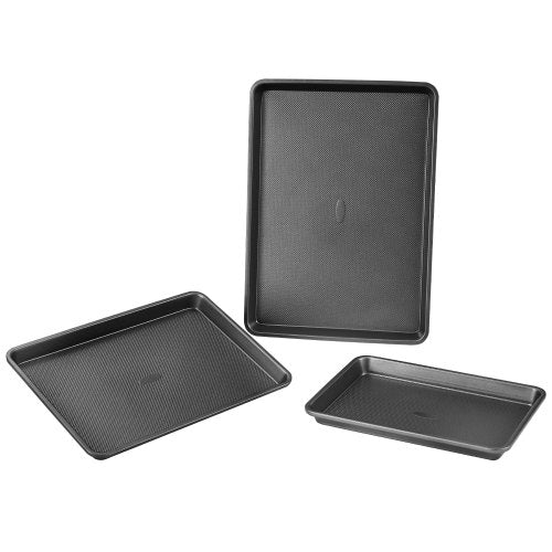 Baking Pans Set 3Piece Nonstick Carbon Steel Cookware Sheets Trays