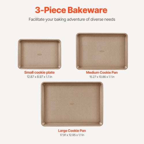 Baking Pans Set 3Piece Nonstick Carbon Steel Cookware Sheets Trays 1
