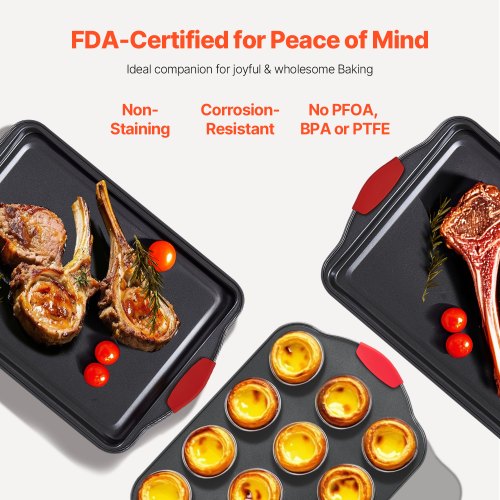 Baking Pan Set 6Piece Nonstick Carbon Steel Bakeware Set with Silicone