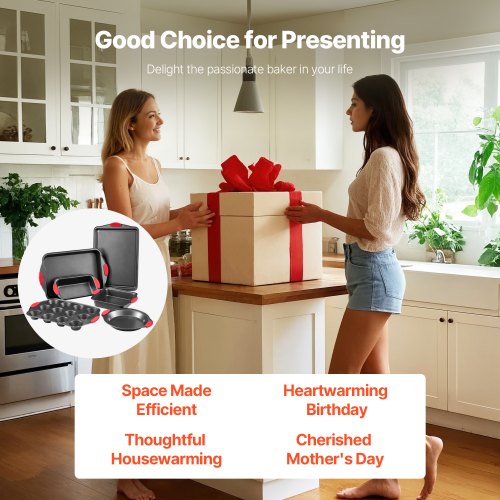 Baking Pan Set 6Piece Nonstick Carbon Steel Bakeware Set with Silicone