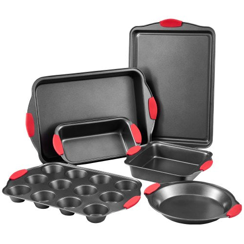Baking Pan Set 6Piece Nonstick Carbon Steel Bakeware Set with Silicone