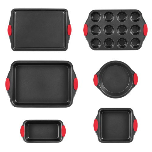 Baking Pan Set 6Piece Nonstick Carbon Steel Bakeware Set with Silicone