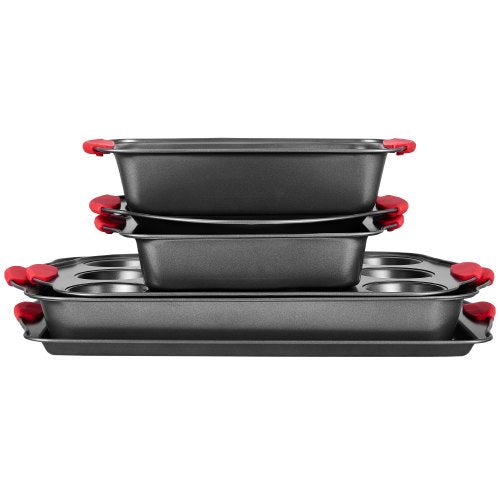 Baking Pan Set 6Piece Nonstick Carbon Steel Bakeware Set with Silicone