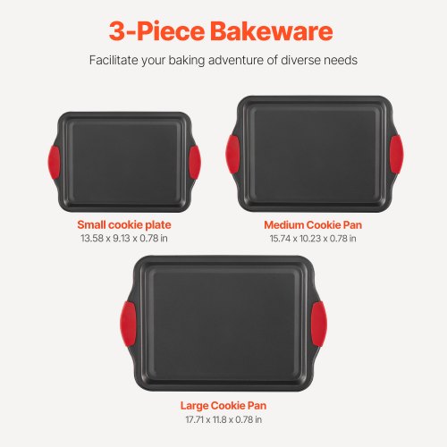 Baking Pans Set 3Piece Nonstick Carbon Steel Cookware Sheets Trays 2