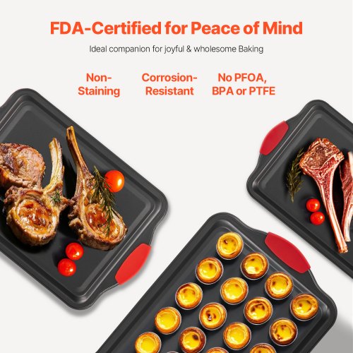 Baking Pans Set 3Piece Nonstick Carbon Steel Cookware Sheets Trays 2