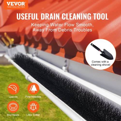 Gutter Brush 80 Feet Total Length 433 inch Diameter Gutter Cleaning Tools
