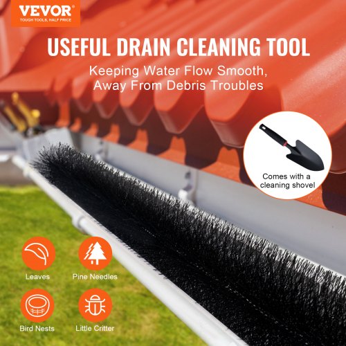 Gutter Brush 60 Feet Total Length 525 inch Diameter Gutter Cleaning Tools