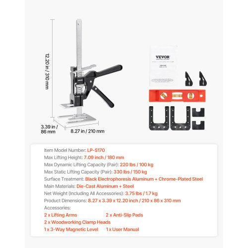 Labor Saving Arm Jack 2 PCS 330 lbs Bearing Capacity Lifting up to 71