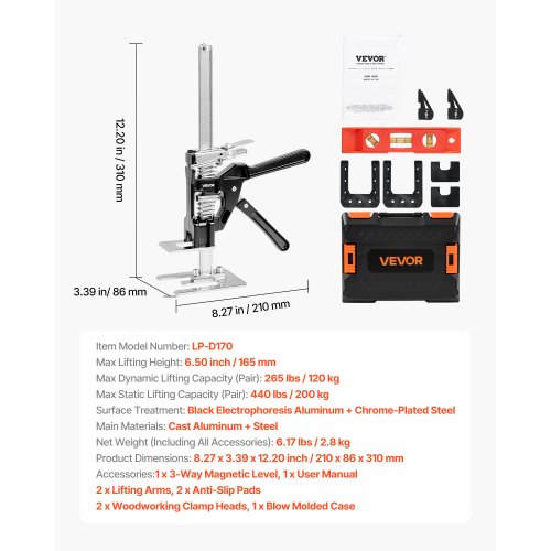 Labor Saving Arm Jack 2 PCS 440 lbs Bearing Capacity Lifting up to 65