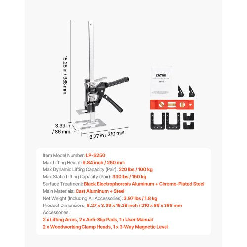 Labor Saving Arm Jack 2 PCS 330 lbs Bearing Capacity Lifting up to 98