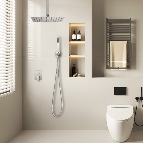 Shower Faucet Set Rainfall Bathroom Shower System with 12Inch Square Rain