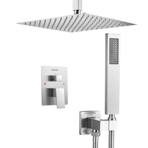 Shower Faucet Set Rainfall Bathroom Shower System with 12Inch Square Rain