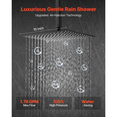Shower Faucet Set Rainfall Bathroom Shower System with 10Inch Square Rain
