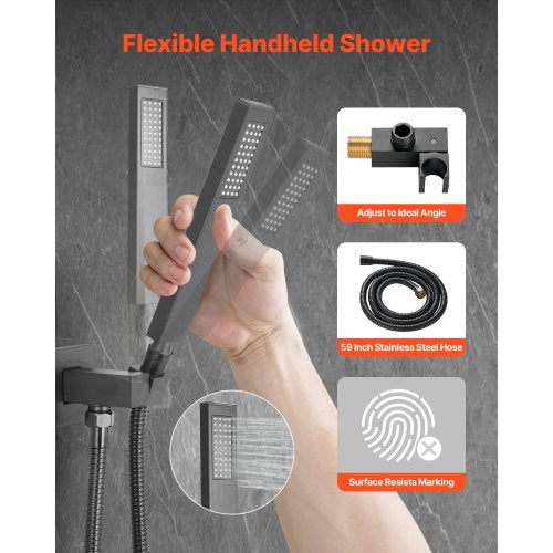 Shower Faucet Set Rainfall Bathroom Shower System with 10Inch Square Rain