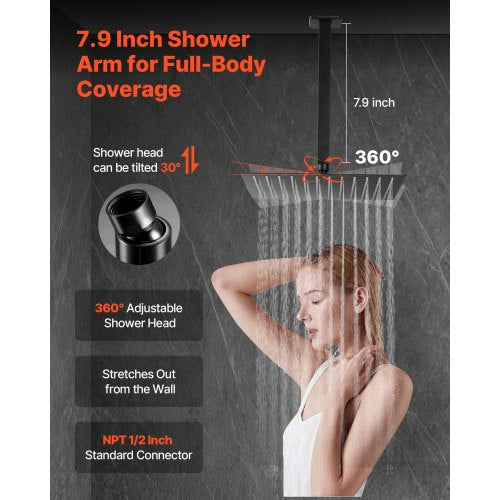 Shower Faucet Set Rainfall Bathroom Shower System with 10Inch Square Rain