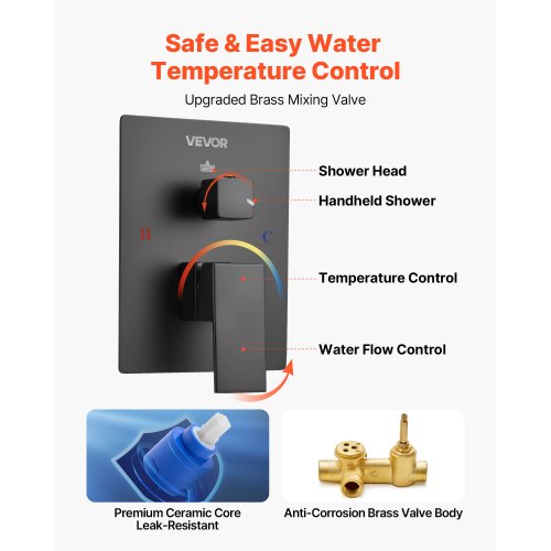 Shower Faucet Set Rainfall Bathroom Shower System with 10Inch Square Rain