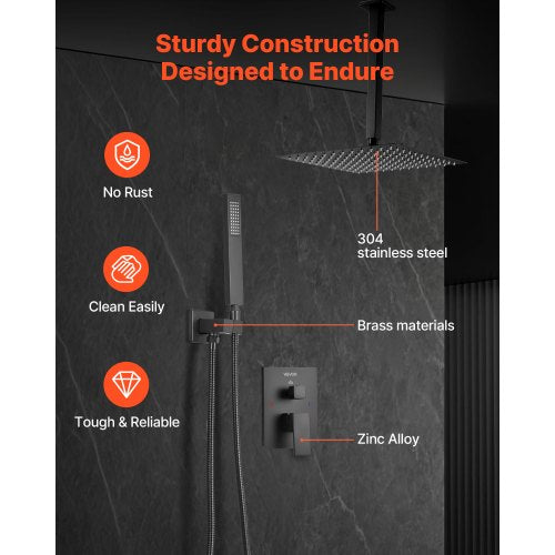 Shower Faucet Set Rainfall Bathroom Shower System with 10Inch Square Rain