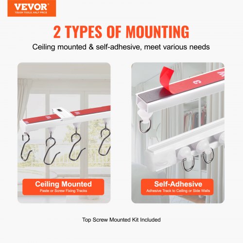 Ceiling Curtain Track Set 99 FT3 Meter Self Adhesive No Drill Ceiling