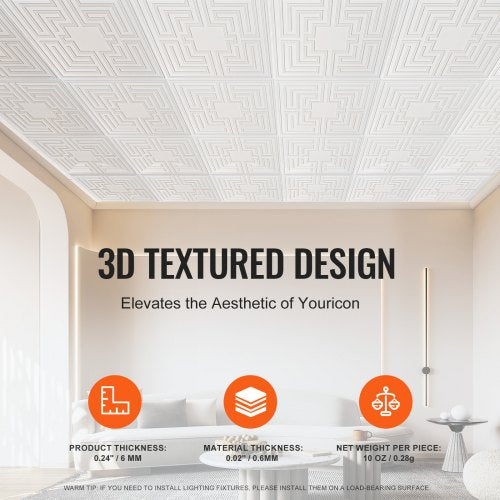 Ceiling Tiles 12Pack 24 x 24 in Drop Ceiling Tiles Premium PVC Sheet