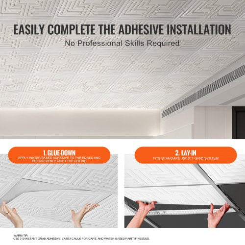 Ceiling Tiles 12Pack 24 x 24 in Drop Ceiling Tiles Premium PVC Sheet