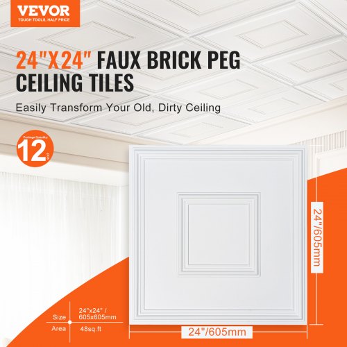 Ceiling Tiles 12Pack 24 x 24 in Drop Ceiling Tiles Premium PVC Sheet 1