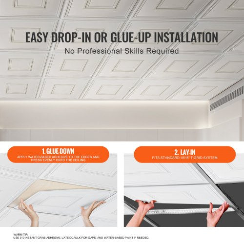 Ceiling Tiles 12Pack 24 x 24 in Drop Ceiling Tiles Premium PVC Sheet 1