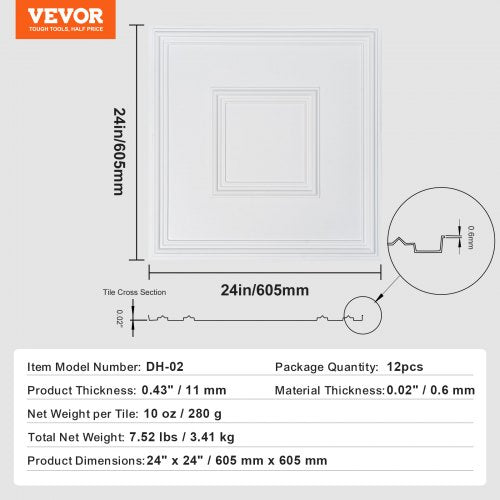 Ceiling Tiles 12Pack 24 x 24 in Drop Ceiling Tiles Premium PVC Sheet 1