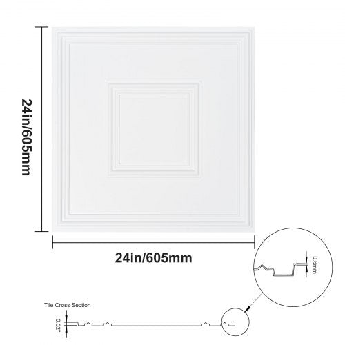 Ceiling Tiles 12Pack 24 x 24 in Drop Ceiling Tiles Premium PVC Sheet 1