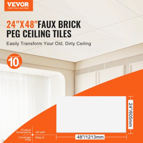 Ceiling Tiles 10Pack 24 x 48 in Drop Ceiling Tiles Premium PVC Foam