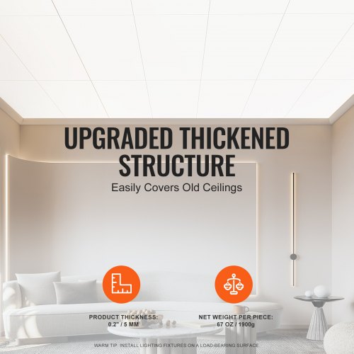 Ceiling Tiles 10Pack 24 x 48 in Drop Ceiling Tiles Premium PVC Foam