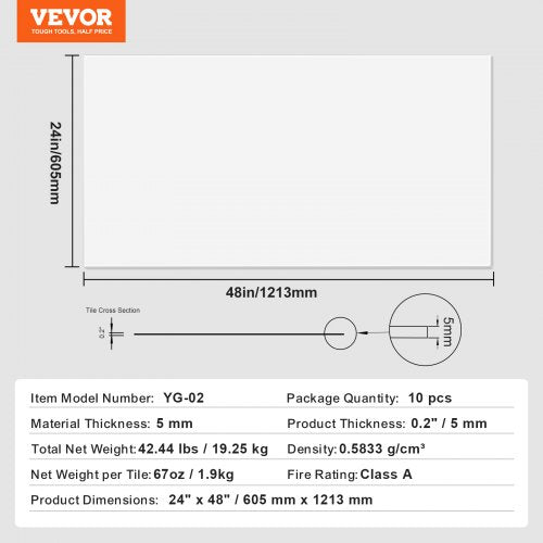Ceiling Tiles 10Pack 24 x 48 in Drop Ceiling Tiles Premium PVC Foam