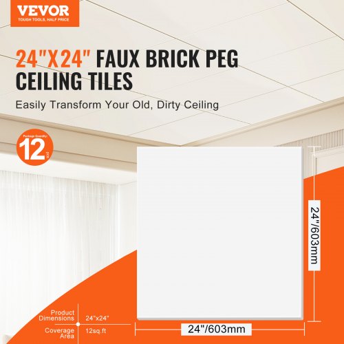 Ceiling Tiles 12Pack 24 x 24 in Drop Ceiling Tiles Premium PVC Foam