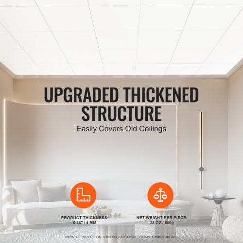 Ceiling Tiles 12Pack 24 x 24 in Drop Ceiling Tiles Premium PVC Foam