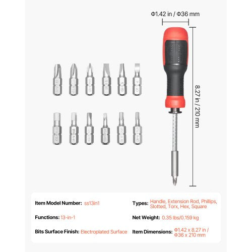Screwdriver Set 13 in 1 Magnetic Multi Bit Mini Nut Driver Set Phillips