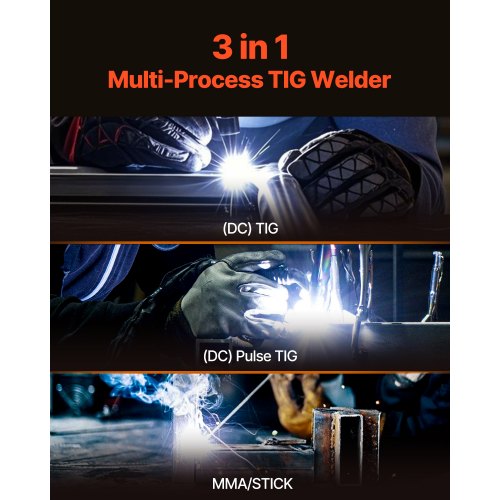 TIG Welder 205A 3In1 Welding Machine Large LED Display DC TIGDC Pulse