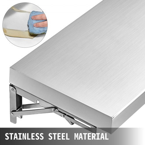Concession Shelf 708L x 114W Inch with Stainless Steel Frame and Surface