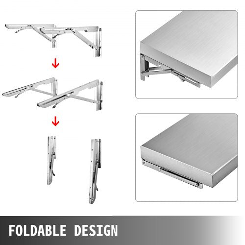Concession Shelf 708L x 114W Inch with Stainless Steel Frame and Surface