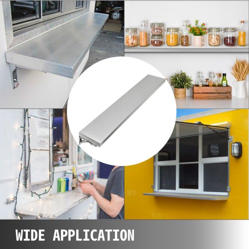 Concession Shelf 708L x 114W Inch with Stainless Steel Frame and Surface