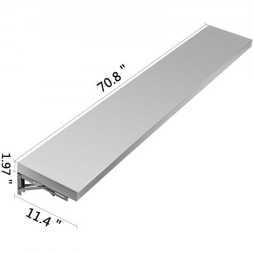 Concession Shelf 708L x 114W Inch with Stainless Steel Frame and Surface