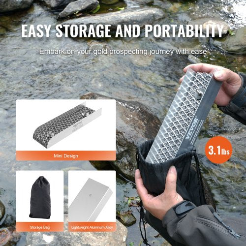 Mini Sluice Box Gold Panning Kit 12inch Aluminum Alloy Gold Mining