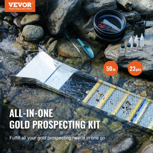 50 Inch Folding Sluice Box Gold Panning Kit 23pc Gold Prospecting Equipment