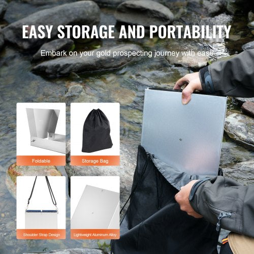 50 Inch Folding Sluice Box Gold Panning Kit 23pc Gold Prospecting Equipment