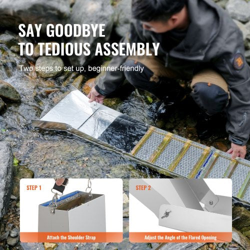 50 Inch Folding Sluice Box Gold Panning Kit 23pc Gold Prospecting Equipment