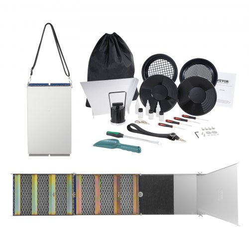 50 Inch Folding Sluice Box Gold Panning Kit 23pc Gold Prospecting Equipment