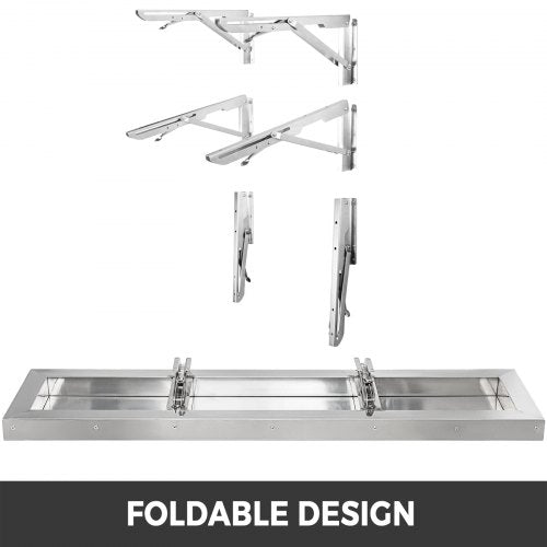 Concession Shelf 48L x 12W Inch Stainless Steel Drop Down Folding Serving