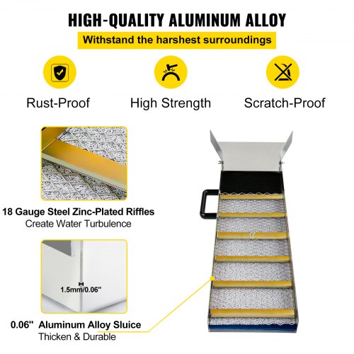 Aluminum Alloy Sluice Box Compact 36 Mini Sluice Boxes for Gold