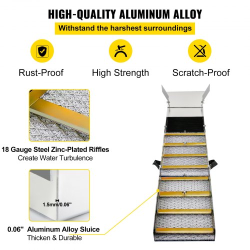 Folding Aluminum Alloy Sluice Box Compact 50 Sluice Boxes for Gold
