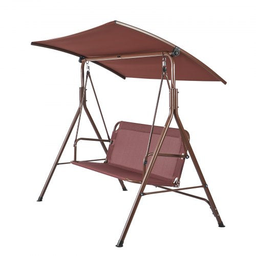 3Person Patio Swing Chair Outdoor Patio Swing with Adjustable Canopy