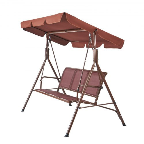 3Seat Patio Swing Chair Outdoor Patio Swing with Adjustable Canopy Porch