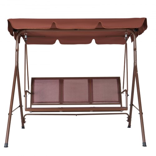 3Seat Patio Swing Chair Outdoor Patio Swing with Adjustable Canopy Porch